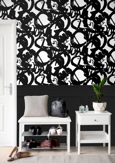 product image for Inkblot Peel-and-Stick Wallpaper in Onyx 70