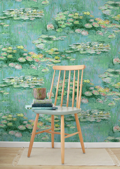 product image for Lily Pond Peel-and-Stick Wallpaper in Hunter Green & Lakeside 90