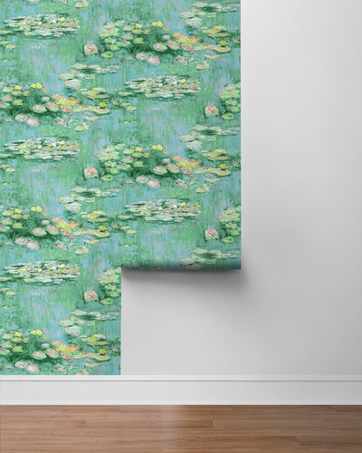 product image for Lily Pond Peel-and-Stick Wallpaper in Hunter Green & Lakeside 92