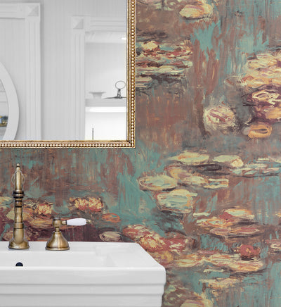 product image for Lily Pond Peel-and-Stick Wallpaper in Rust & Deep Sea 81