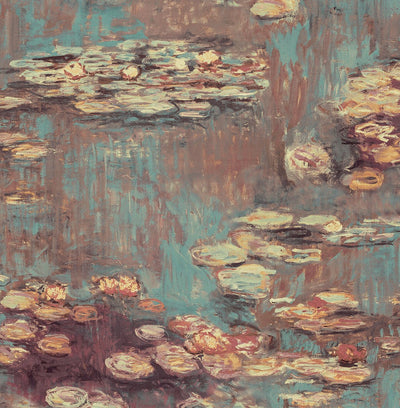 product image of Lily Pond Peel-and-Stick Wallpaper in Rust & Deep Sea 564