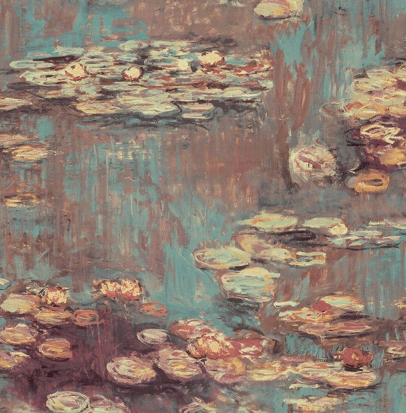 media image for Lily Pond Peel-and-Stick Wallpaper in Rust & Deep Sea 247