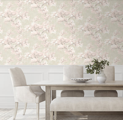 product image for Cherry Blossom Grove Peel-and-Stick Wallpaper in Parchment & Rose 43