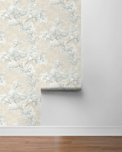 product image for Cherry Blossom Grove Peel-and-Stick Wallpaper in Parchment & Morning Fog 42