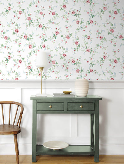 product image for Blossom Floral Trail Peel & Stick Wallpaper in Blush & Spearmint 25