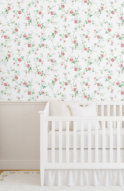 product image for Blossom Floral Trail Peel & Stick Wallpaper in Blush & Spearmint 69