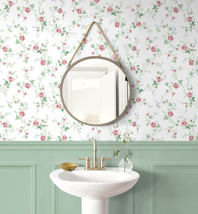 product image for Blossom Floral Trail Peel & Stick Wallpaper in Blush & Spearmint 68