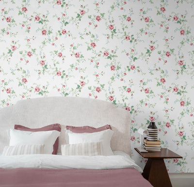 product image for Blossom Floral Trail Peel & Stick Wallpaper in Blush & Spearmint 13