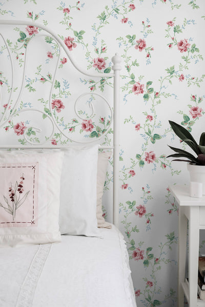 product image for Blossom Floral Trail Peel & Stick Wallpaper in Blush & Spearmint 37