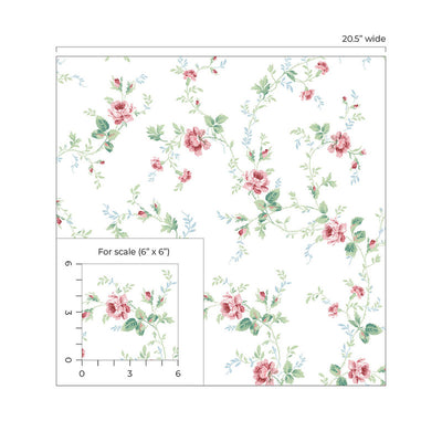 product image for Blossom Floral Trail Peel & Stick Wallpaper in Blush & Spearmint 92