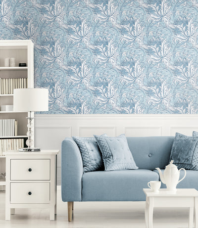 product image for Floral Folly Peel & Stick Wallpaper in Blue Waterfall 6