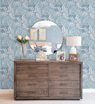 product image for Floral Folly Peel & Stick Wallpaper in Blue Waterfall 19