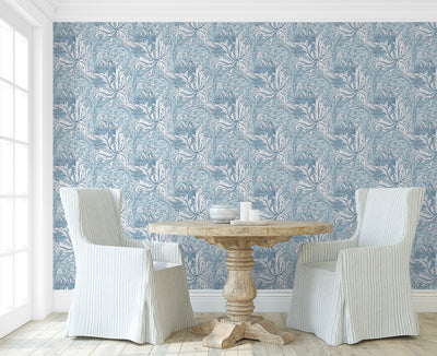 product image for Floral Folly Peel & Stick Wallpaper in Blue Waterfall 42