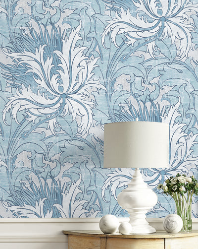 product image for Floral Folly Peel & Stick Wallpaper in Blue Waterfall 86