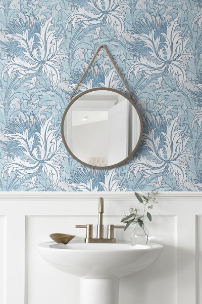 product image for Floral Folly Peel & Stick Wallpaper in Blue Waterfall 34