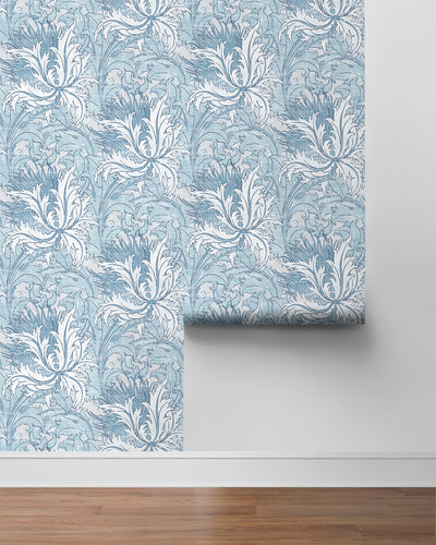 product image for Floral Folly Peel & Stick Wallpaper in Blue Waterfall 80