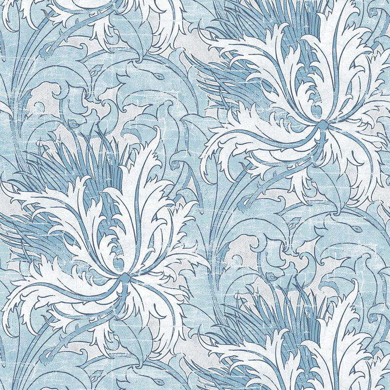 media image for Floral Folly Peel & Stick Wallpaper in Blue Waterfall 20