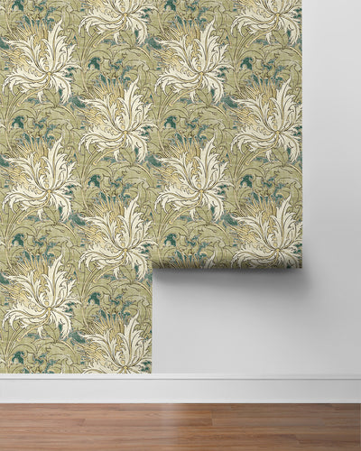 product image for Floral Folly Peel & Stick Wallpaper in Juniper & Parchment 58