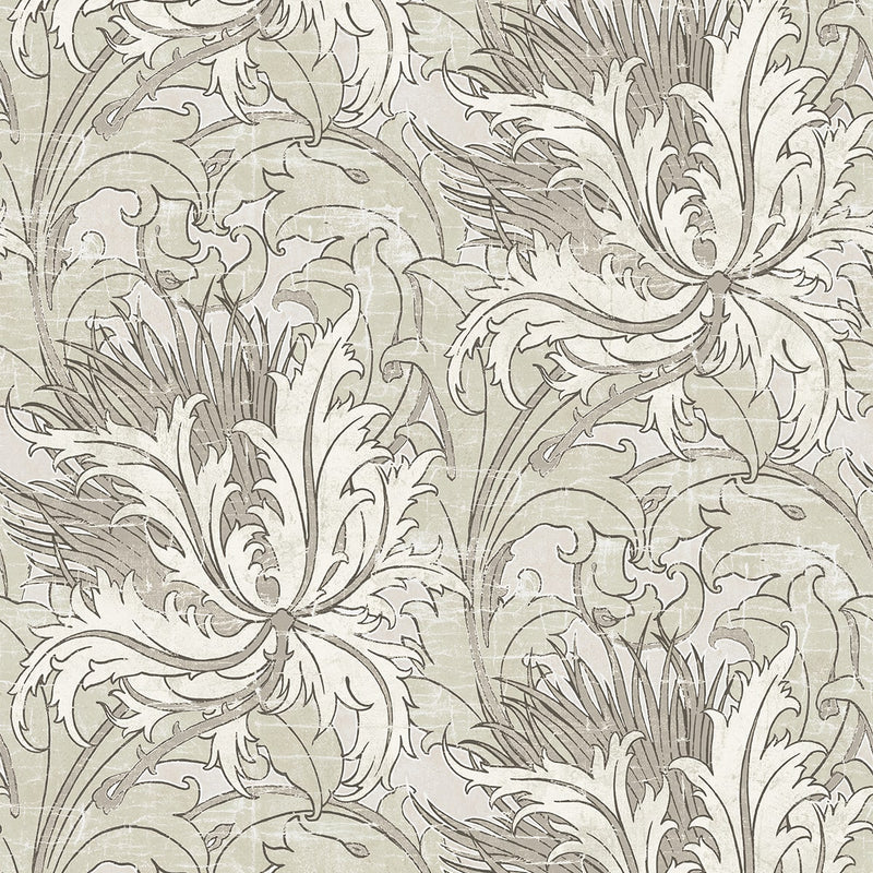 media image for Floral Folly Peel & Stick Wallpaper in Lunar Rock & Pale Oak 288