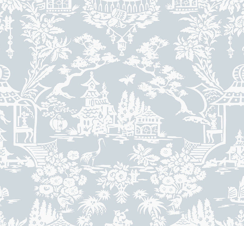 media image for Garden Chinoiserie Peel & Stick Wallpaper in Blue Dusk 23