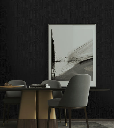 product image for City Skyline Peel & Stick Wallpaper in Cosmic Black 60