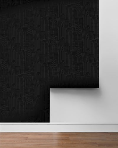 product image for City Skyline Peel & Stick Wallpaper in Cosmic Black 99