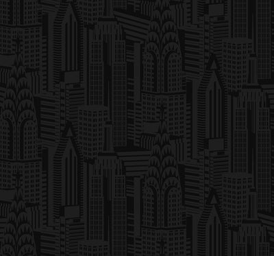 product image for City Skyline Peel & Stick Wallpaper in Cosmic Black 21