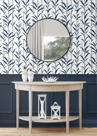 product image for Bamboo Silhouette Peel & Stick Wallpaper in Royal Blue 2