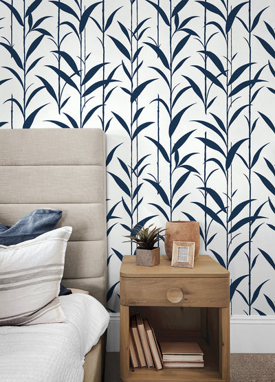 product image for Bamboo Silhouette Peel & Stick Wallpaper in Royal Blue 6