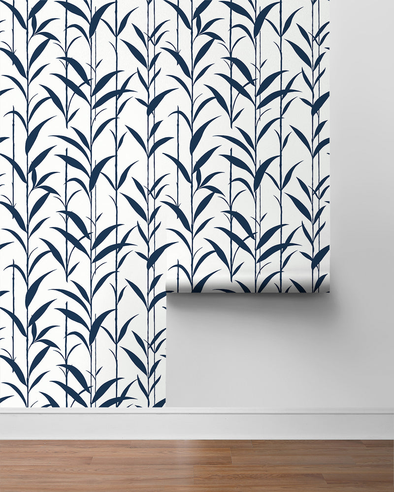 media image for Bamboo Silhouette Peel & Stick Wallpaper in Royal Blue 243