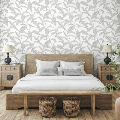 product image for Pinstripe Leaf Trail Peel & Stick Wallpaper in Greystone 74