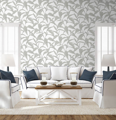 product image for Pinstripe Leaf Trail Peel & Stick Wallpaper in Greystone 67