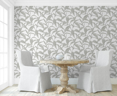 product image for Pinstripe Leaf Trail Peel & Stick Wallpaper in Greystone 83