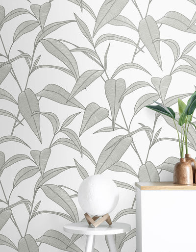 product image for Pinstripe Leaf Trail Peel & Stick Wallpaper in Greystone 60