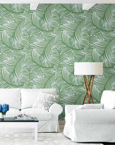 product image for Tossed Palm Fronds Peel & Stick Wallpaper in Greenery 35