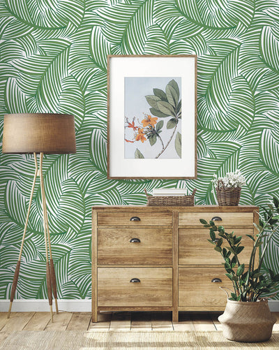 product image for Tossed Palm Fronds Peel & Stick Wallpaper in Greenery 50