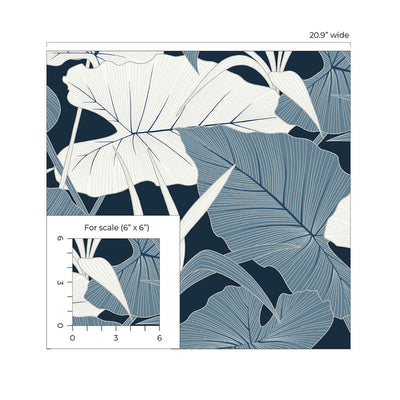 product image for Elephant Leaves Peel & Stick Wallpaper in Blue Lagoon 47