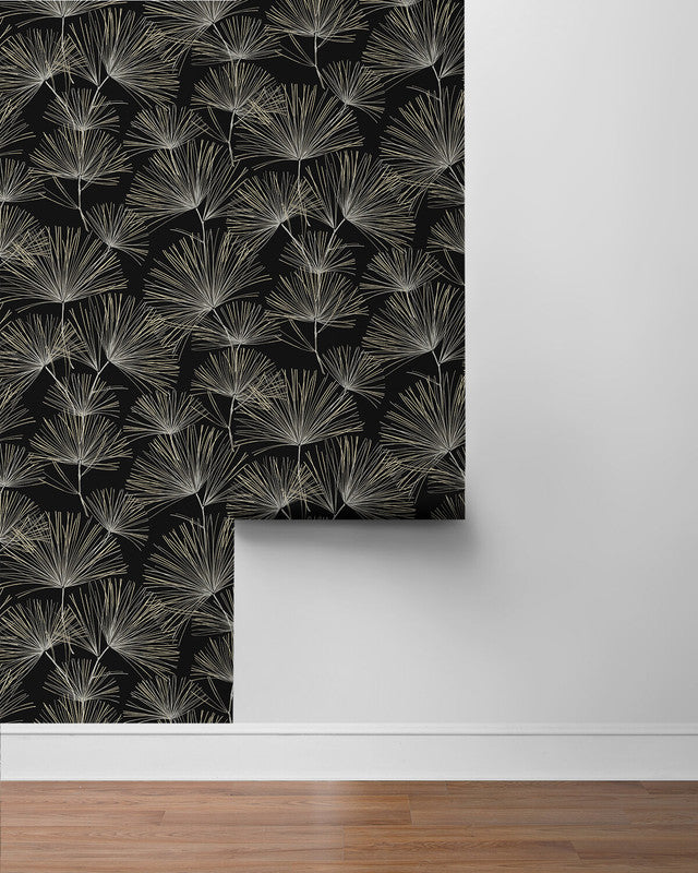 media image for Pine Needles Peel & Stick Wallpaper in Ebony & Pavestone 267