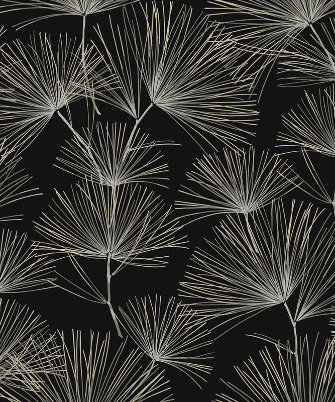 media image for Pine Needles Peel & Stick Wallpaper in Ebony & Pavestone 238