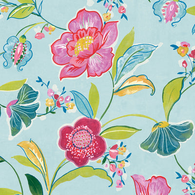 product image of Painterly Floral Peel & Stick Wallpaper in Light Aqua 53