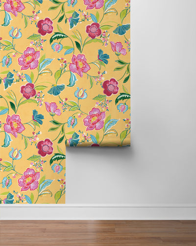 product image for Painterly Floral Peel & Stick Wallpaper in Cantaloupe 36