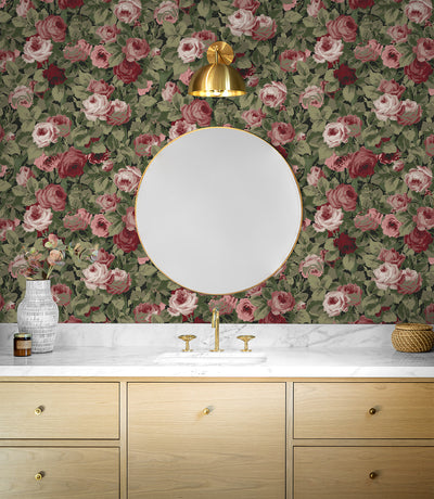 product image for Rose Garden Peel & Stick Wallpaper in Garnet & Basil 29