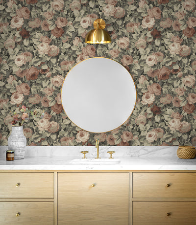 product image for Rose Garden Peel & Stick Wallpaper in Dusty Mauve & Ash Grey 20