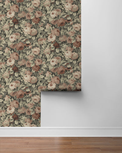 product image for Rose Garden Peel & Stick Wallpaper in Dusty Mauve & Ash Grey 63