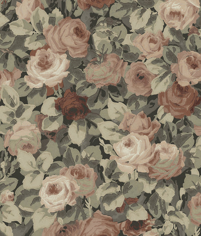 product image of Rose Garden Peel & Stick Wallpaper in Dusty Mauve & Ash Grey 595