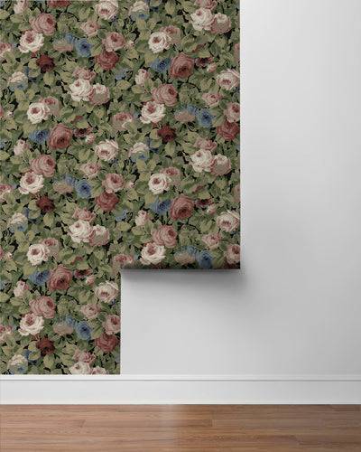 product image for Rose Garden Peel & Stick Wallpaper in Olive and Wine 99