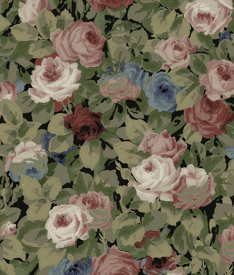 media image for Rose Garden Peel & Stick Wallpaper in Olive and Wine 218