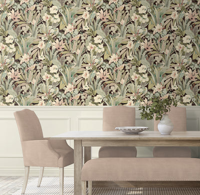 product image for Blossoming Birds Peel & Stick Wallpaper in Sage & Ash Brown 74