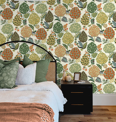 product image for Blooming Bulbs Peel & Stick Wallpaper in Melon & Spruce 22