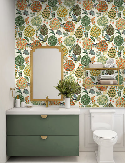 product image for Blooming Bulbs Peel & Stick Wallpaper in Melon & Spruce 5